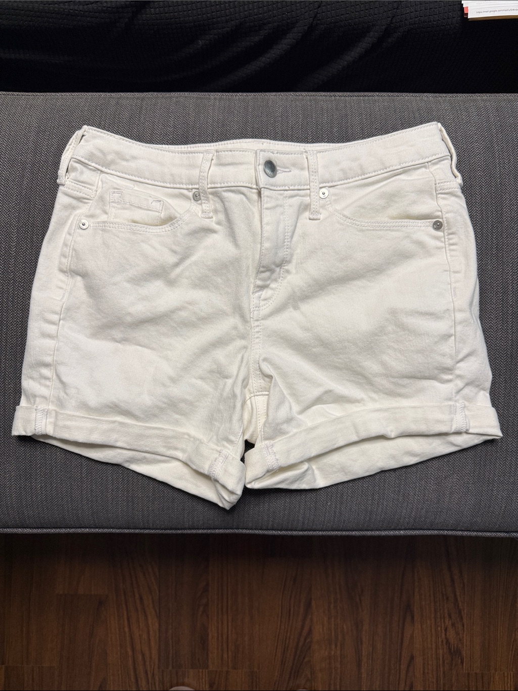 Womens White Cuffed Shorts